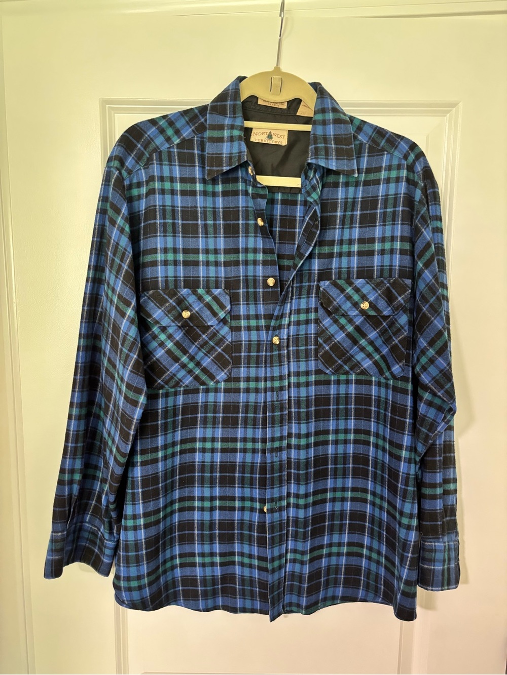 Northwest Territory Blue and Black Plaid Flannel Button-Down Shirt